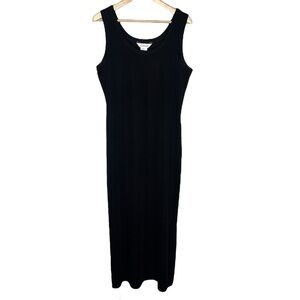 Exclusively Misook Maxi Dress Womens Black Knit Sleeveless Scoop Neck Sz L